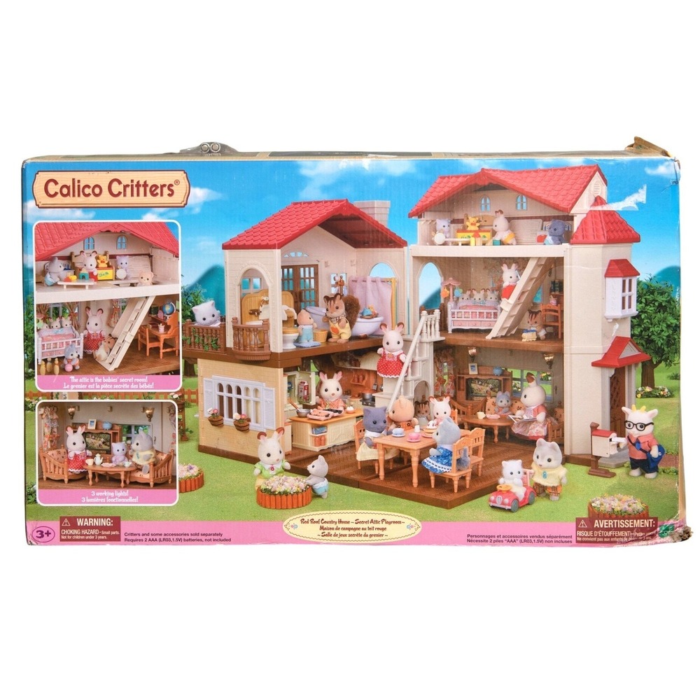 Calico Critters Red Roof Country Home Secret Attic Playroom Dollhouse 5480 NEW